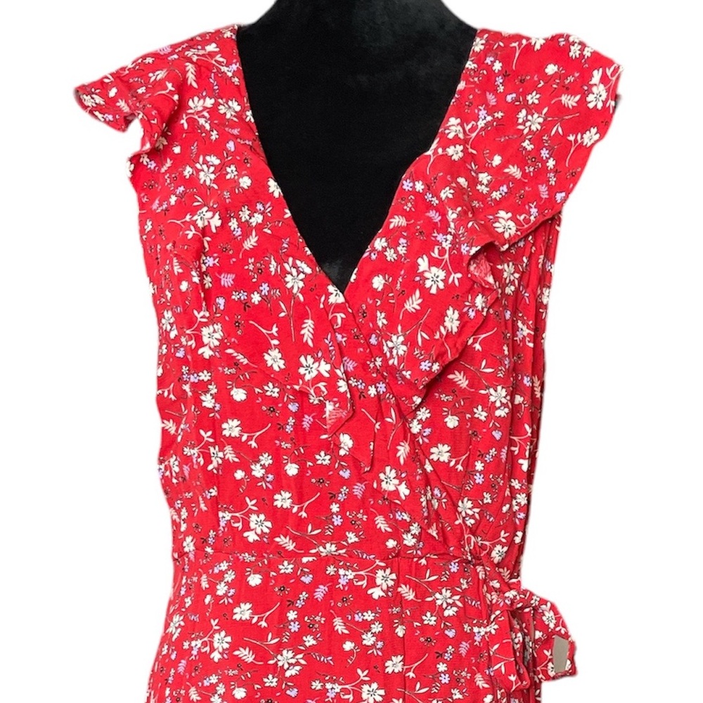 Sanctuary Red & White Floral Sleeveless Maxi Dress- 100% Rayon - Picture 2 of 9